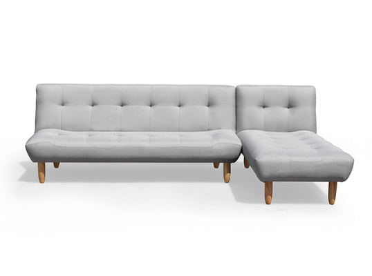 L Shaped Folding Futon Sofa Bed Dark Gray Polyester Upholstered Modern Convertible