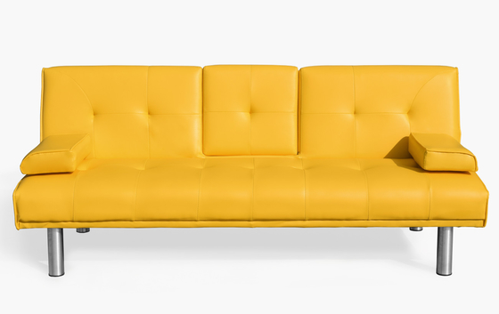 Modern Futon Lounger Convertible Sofa Faux Leather 3 Seater Futon Sofa