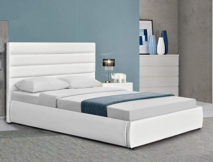 Modern Upholstered Platform Bed With White Headboard 50pcs MOQ
