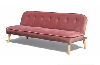 Modern Dusty Rose Velvet Folding Sofa Bed with Wood Leg for Home/Apartment/Office