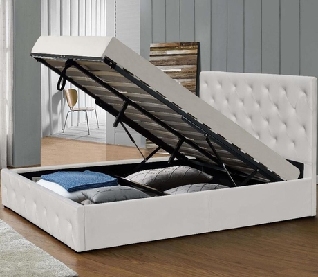 White Double Size 500 Lbs Gas Lift Storage Bed With 28 Slats