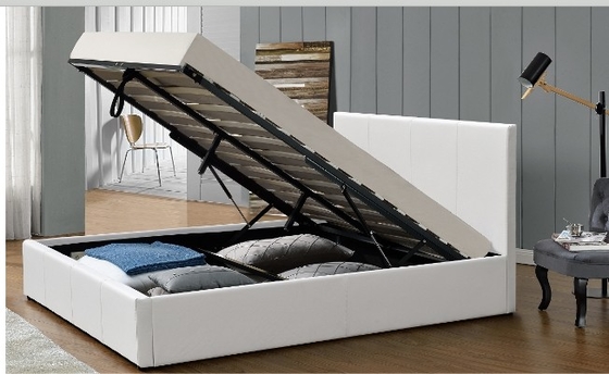 Various Colors  Gas Lift Storage Bed PU Leather Upholstered Plywood Bed Frame