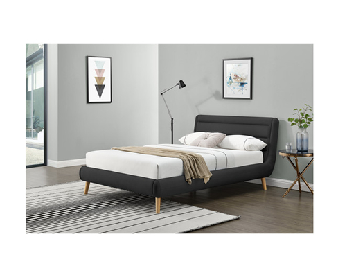 FSC OEM Black Linen Upholstered Queen Bed Fabric Cover