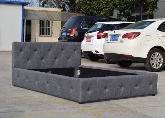 Queen Tufted Gas Lift Storage Bed Upholstered Fabric Headboard