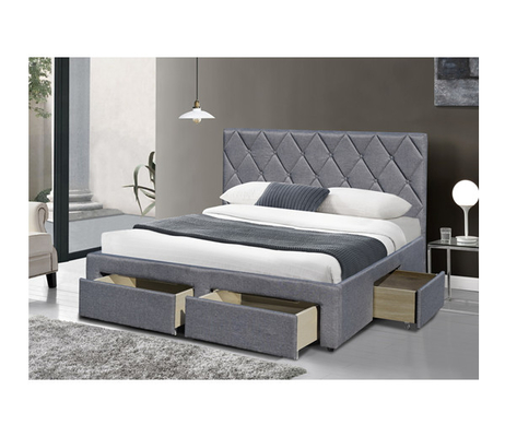 OEM King Size Tufted Storage Bed Velvet Fabric With Four Storage Drawers
