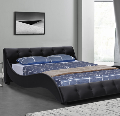 Pu Leather Upholstered Bed Frame Italian Faux Tufted On Headboard King Size