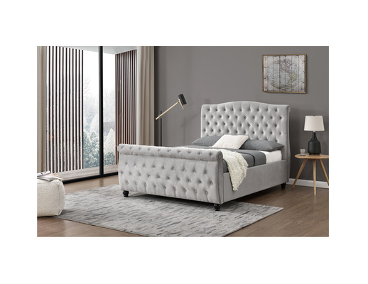 Full Size Upholstered Headboard Platform Bed Frame Light Gray OEM ODM