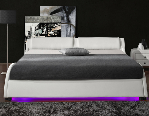 2 LED Light Bed Frame Double Size Upholstered Platform PU Leather