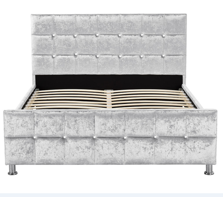 Platform Double Size Crushed Velvet Ottoman Bed European Style Customized