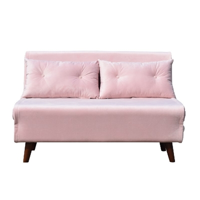 Pink Velvet Two Seat Sofa Bed Folding Chair Fabric Foam Plywood