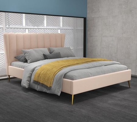 Double Size Upholstered Bed Frame Fabric High Grade With USB Headboard