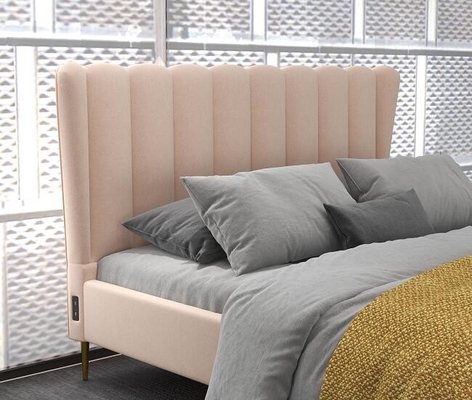 Double Size Upholstered Bed Frame Fabric High Grade With USB Headboard