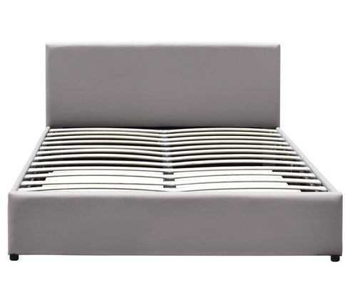 Gas Lift Upholstered Storage Bed Double Grey Plywood Faux Leather