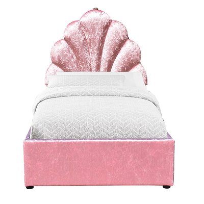 Single Size Pink Fabric Gas Lift Storage Bed For Children Bedroom