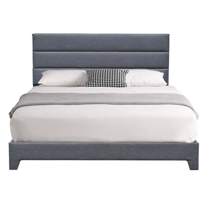 Modern Queen Size Upholstered Platform Bed With Adjustable Height Headboard