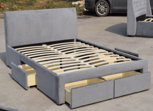 Home Furniture Queen Size Fabric Bed Frame Velvet Fabric Bed Frame With Storage Drawers