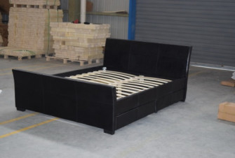 Sunny Black Velvet Fabric Bed Frame Upholstered Queen Fabric Platform Bed ODM OEM