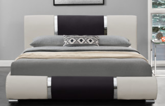 Queen Size Upholstered Platform Bed Frame Light Gray White OEM ODM