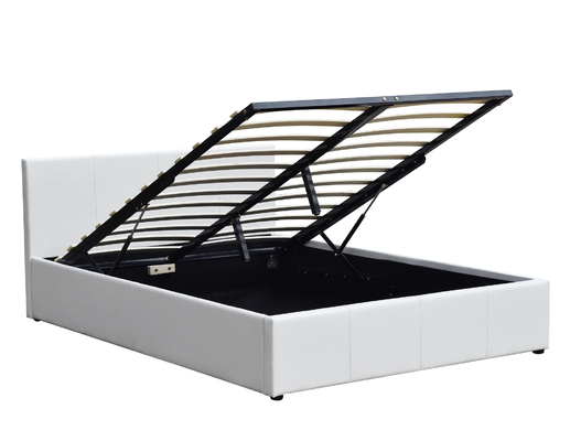 Easy Assemble Gas Lift Storage Bed PU Leather Upholstered Plywood Bed Frame