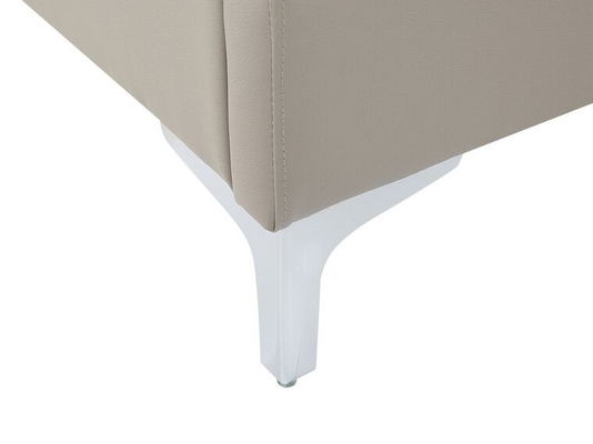 Plywood Upholstered Sleigh Bed Frame Leather With Dimond Buttons Headboard