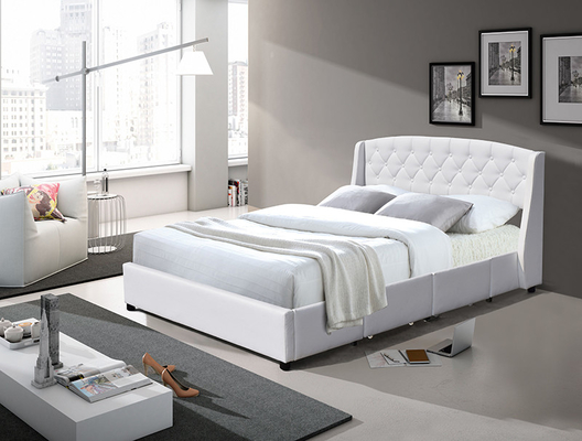 Modern Queen Size MDF Wooden Double Bed With Storage Box 4 Drawer