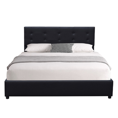 California King Size Wood Upholstered Headboard Bed Frame Tufted With Four Storage Drawer