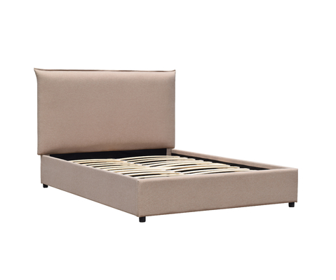 Minimalistic Tufted Platform Bed Assemble Easily Clean Linen Customized Size