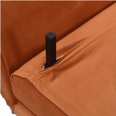 2 Seater Small Double Folding Sofa Bed Orange Velvet Upholstered Trundle Daybed