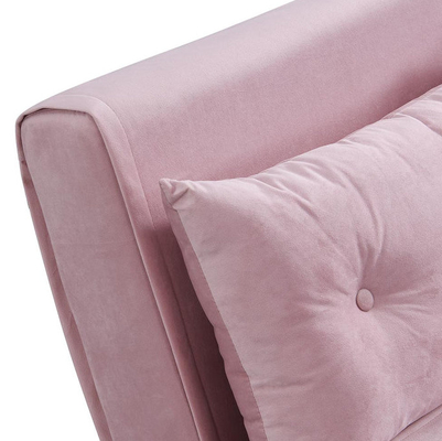Tri Foldable Upholstered Trundle Daybed 2 Seater Pink Velvet Sofa Bed Chair