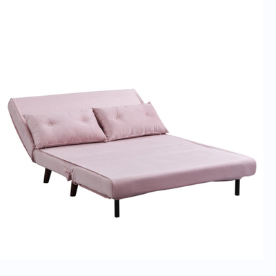 Tri Foldable Upholstered Trundle Daybed 2 Seater Pink Velvet Sofa Bed Chair