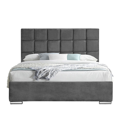 Dark Grey Velvet Queen Lift Storage Bed 140x190cm With Elevating Mattress