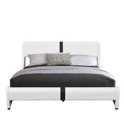 140 X 200 Cm LED Upholstered Bed Black / White Faux Leather With LED