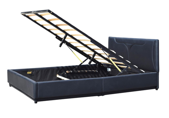 Black Ottoman Leather 4ft6 Upholstered Double Bed Frame Gas Lift Storage Bed