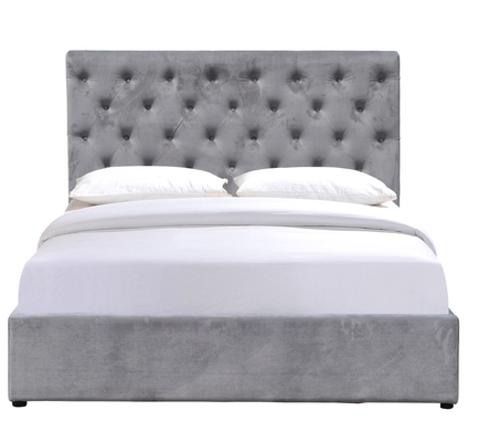 High Comfortable King Size Upholstered Bed Tufted Buttons Headboard Gas Lift Storage Bed