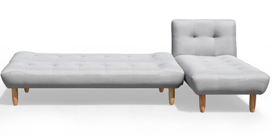 L Shaped Folding Futon Sofa Bed Dark Gray Polyester Upholstered Modern Convertible