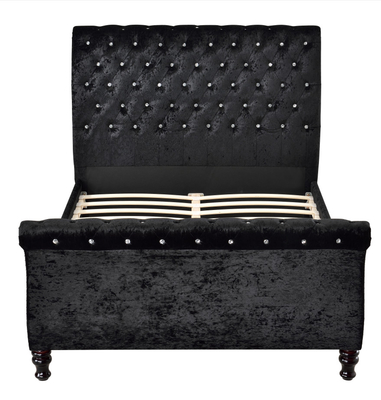 Button Tufting Upholstered Bed Frame King Size Chesterfield Styled Headboard