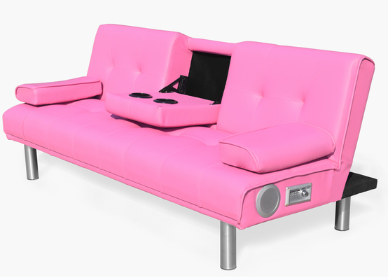 Modern Faux Leather 3 Seater Foldable Sofa Bed With Fold Down For Living Room