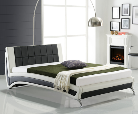 Faux PU Leather Upholstered Bed Frame Black And White Super King Size