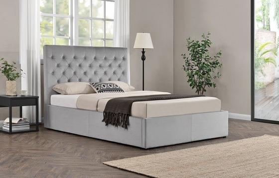 King Size Frabric Upholstered Bed Frame With High Headbroad For Bed Room