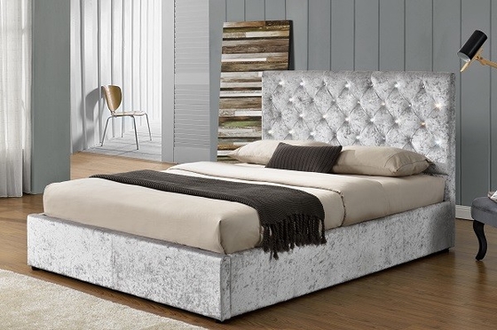 King Size Frabric Upholstered Bed Frame With High Headbroad For Bed Room