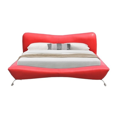 Faux Leather Upholstered Platform Bed Frame / Wood Slat Support / Pressure Relieving