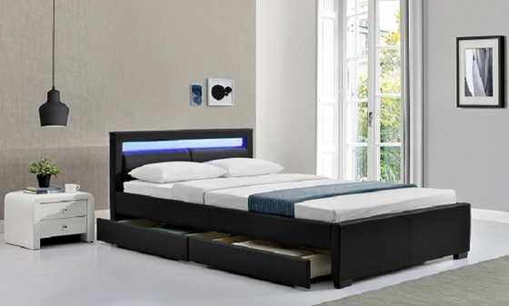 Much color Solid back LED Upholstered  Bed comfortable for sleep FSC