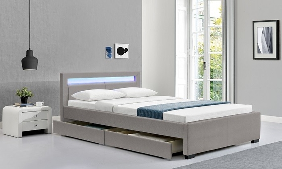 Much color Solid back LED Upholstered  Bed comfortable for sleep FSC