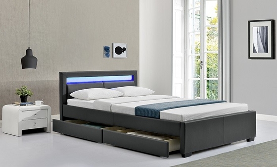 Much color Solid back LED Upholstered  Bed comfortable for sleep FSC