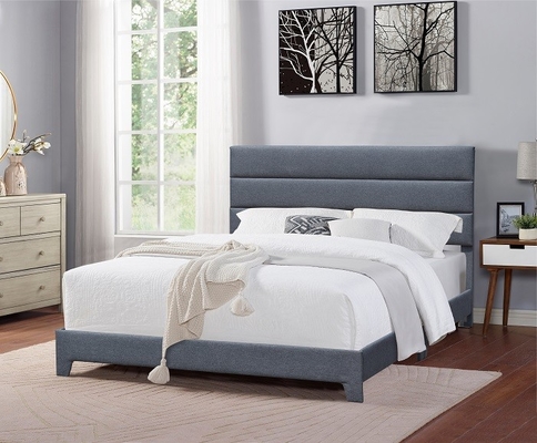 Grey Upholstered Bed Manufacturer Full Size Linen High Headboard
