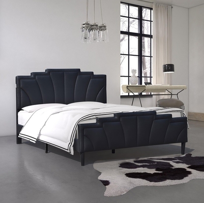 Black PU Leather Upholstered Bed Manufacturer Special Shape Modern King Size