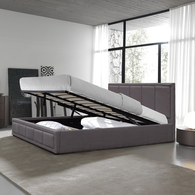 Dark Grey Double Size Linen Fabric Wood Upholstered Bed Wholesale Bed Manufacturers
