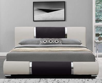 Minimalist Fashion Design Leather Bed Manufacturers Black And White PU Curve Bedstead