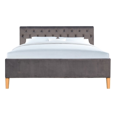 Grey Tufted Upholstered Platform Bed Double Size For Bedroom Wholesale Bed Manufacturers