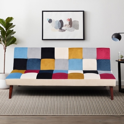 Modern Colored Fabric Sofa Bed Foldable Reclining Positions Europe Style